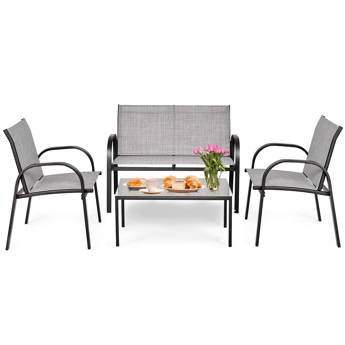 Tangkula Canapé d'extérieur 4 pièces pour terrasse
